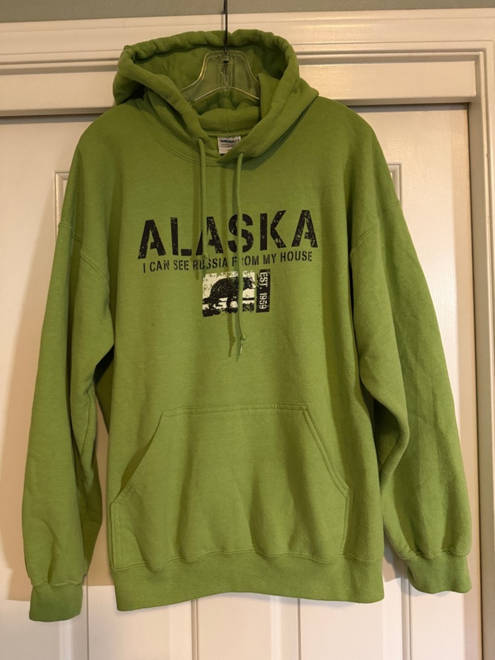 Gildan Lime Green Alaska Graphic Hooded Sweatshirt